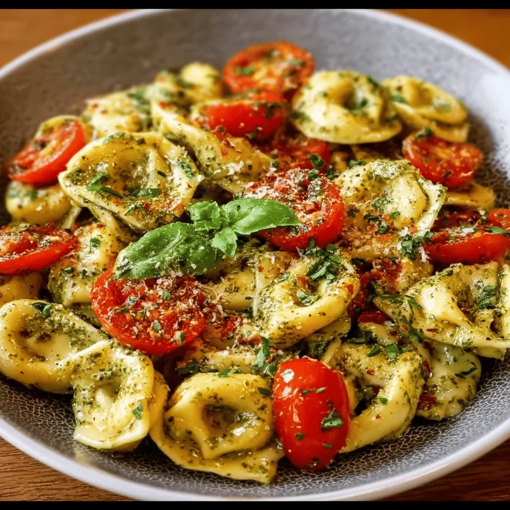 Creamy Pesto Tortellini with Cherry Tomatoes: A Delicious Delight