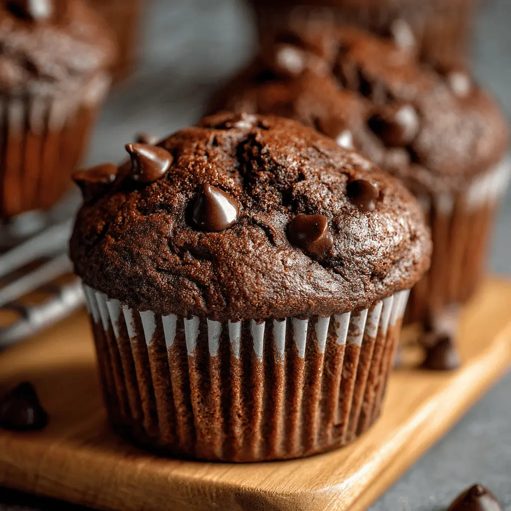 Fudgy Double Chocolate Muffins