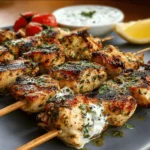 Greek Lemon Chicken Skewers with Tzatziki Sauce