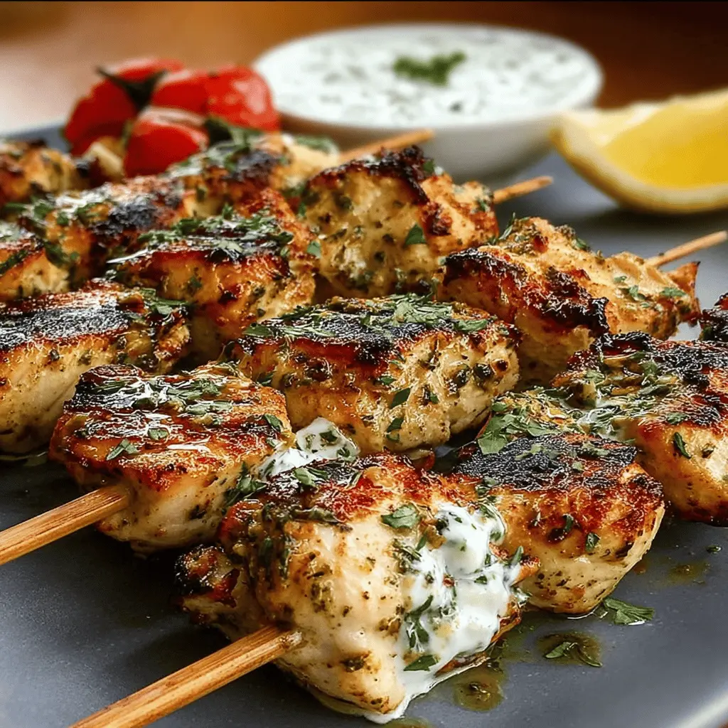 Greek Lemon Chicken Skewers: Easy Recipe with Creamy Tzatziki Sauce