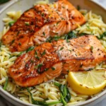 30-Minute Seared Salmon with Lemon Orzo