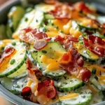 Creamy Cucumber Salad with Bacon and Cheese