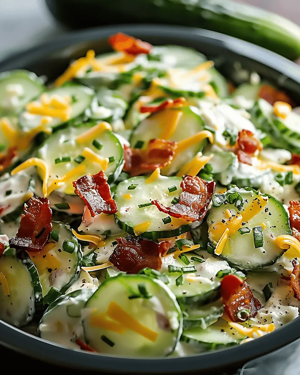 Creamy Cucumber Salad with Turkey Bacon and Cheese Delight