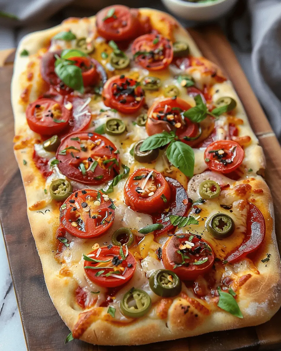 Delicious Hot Honey Flatbread Pizza with Turkey Bacon and Chicken Ham