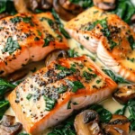 Garlic Butter Salmon with Spinach and Mushrooms for Dinner Bliss