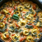 One Pot Creamy Spinach Tomato Tortellini