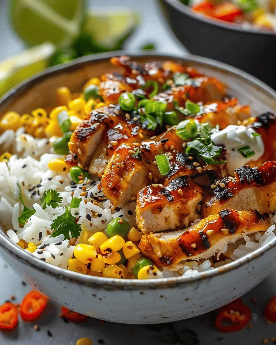 easy street corn chicken rice bowl with a twist of flavor