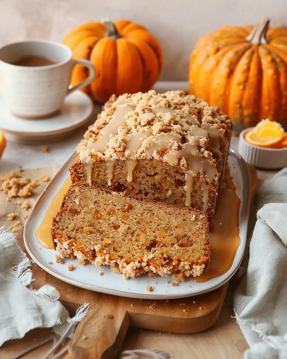 Florida Orange Juice Pumpkin Bread with Streusel and Orange Glaze
