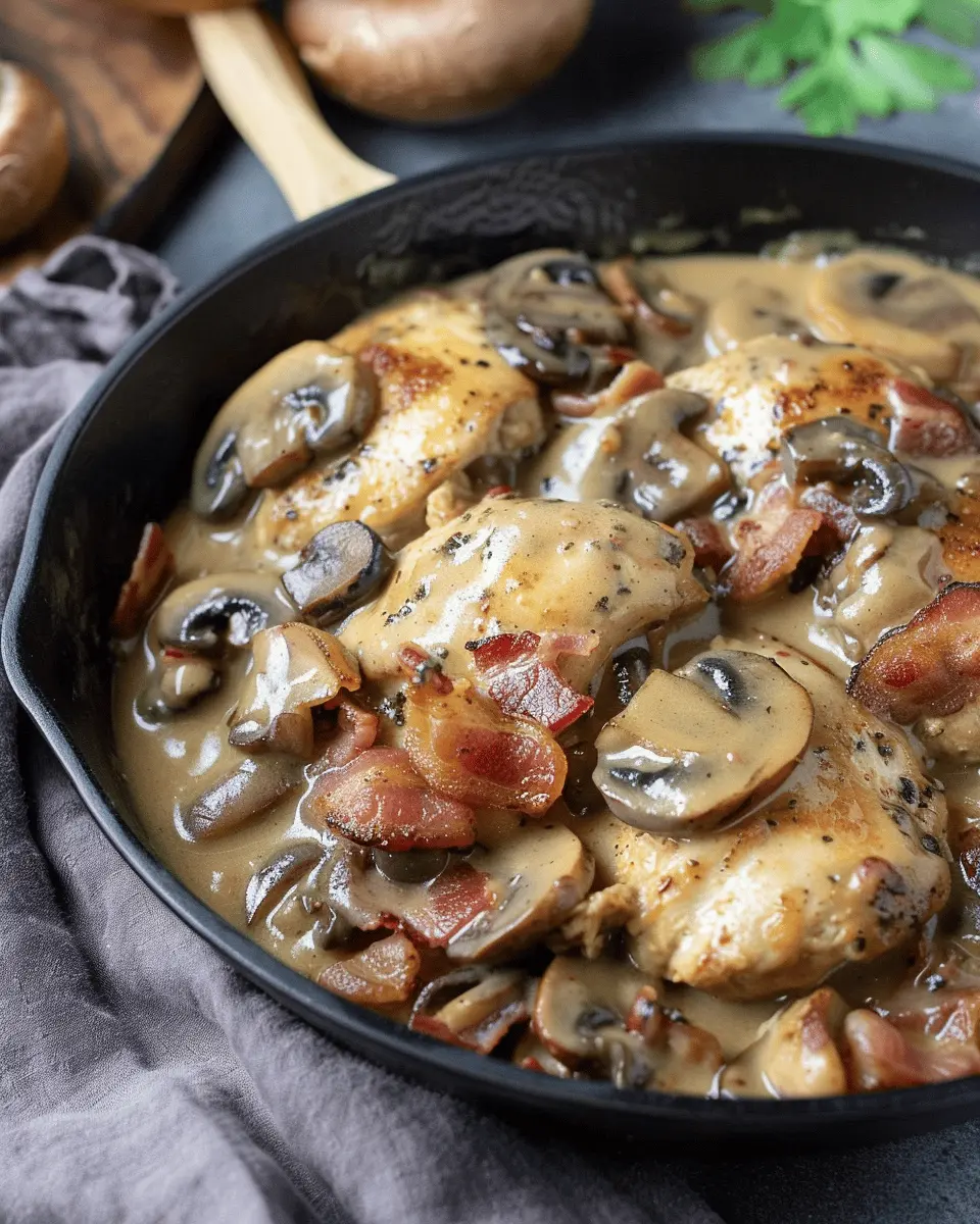 One Skillet Keto Chicken with Indulgent Turkey Bacon Gravy