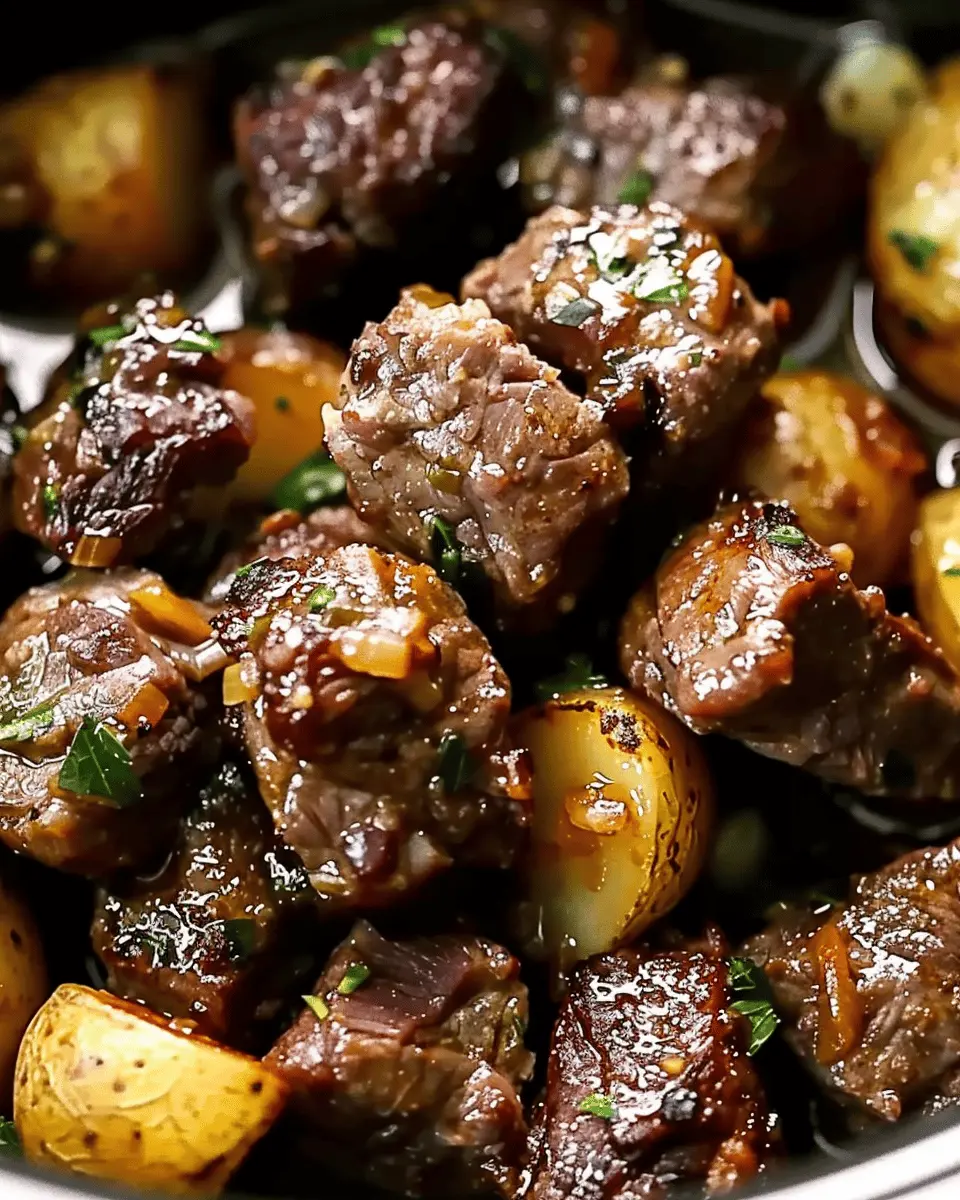Crockpot Garlic Butter Beef Bites: Easy Comfort Food with Potatoes
