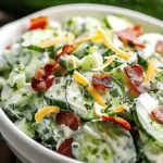 Creamy Cucumber Salad with Bacon and Cheese