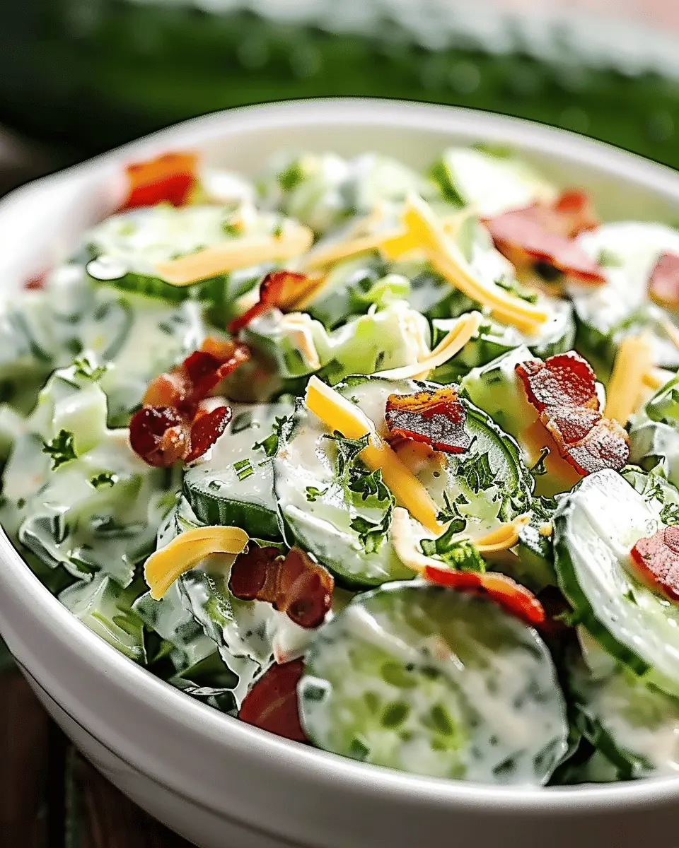 Creamy Cucumber Salad with Turkey Bacon and Cheese Delight
