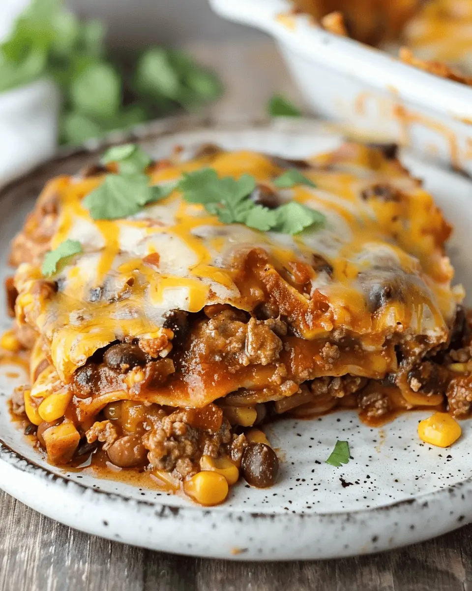 Beef Enchilada Casserole with Corn Tortillas