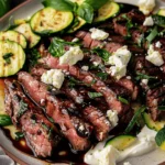 Balsamic Flank Steak with Zucchini and Whipped Feta