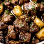 Crockpot Garlic Butter Beef Bites with Potatoes