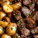 Slow Cooker Garlic Butter Beef Bites with Potatoes