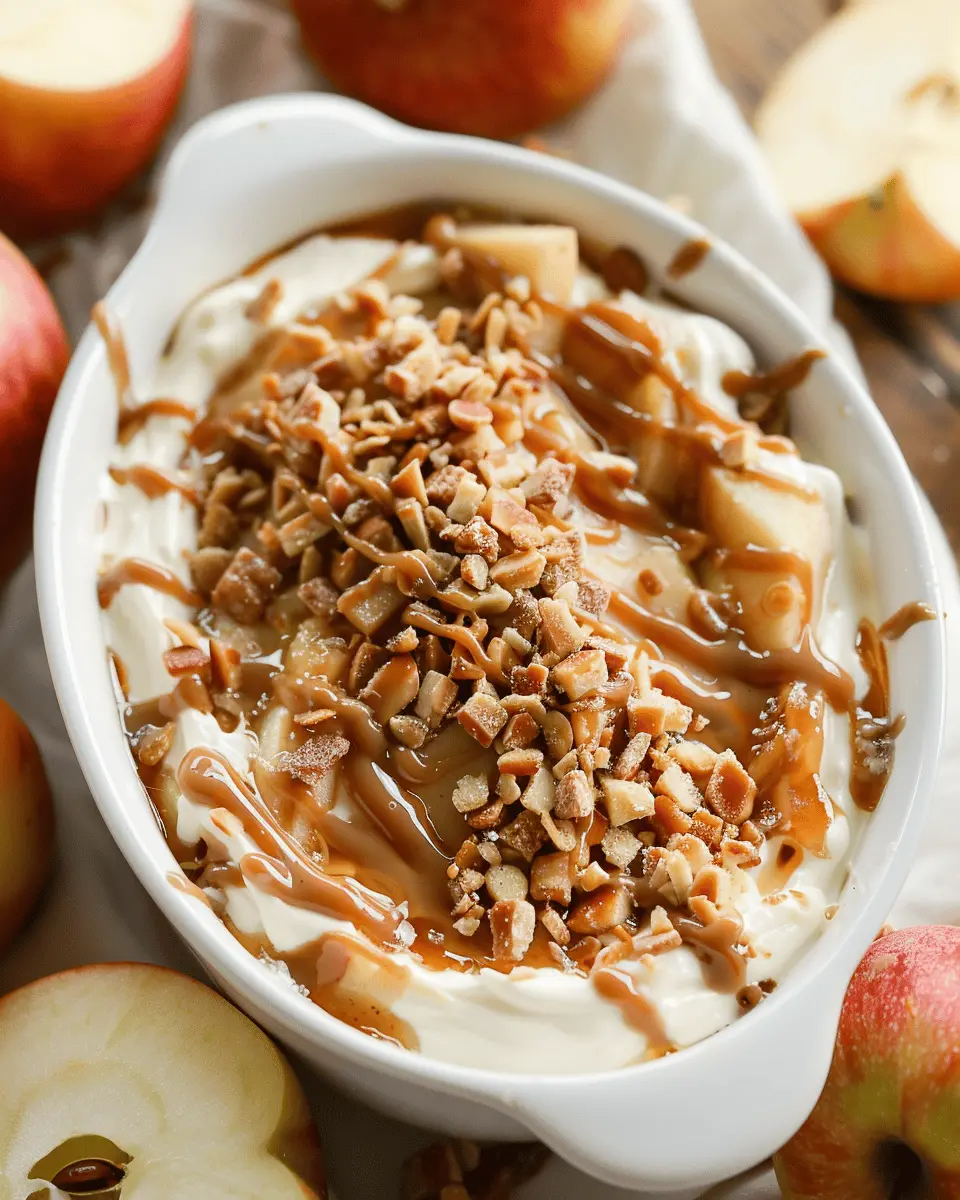 Cream Cheese Caramel Apple Dip: Indulgent Treat with Toffee Bits