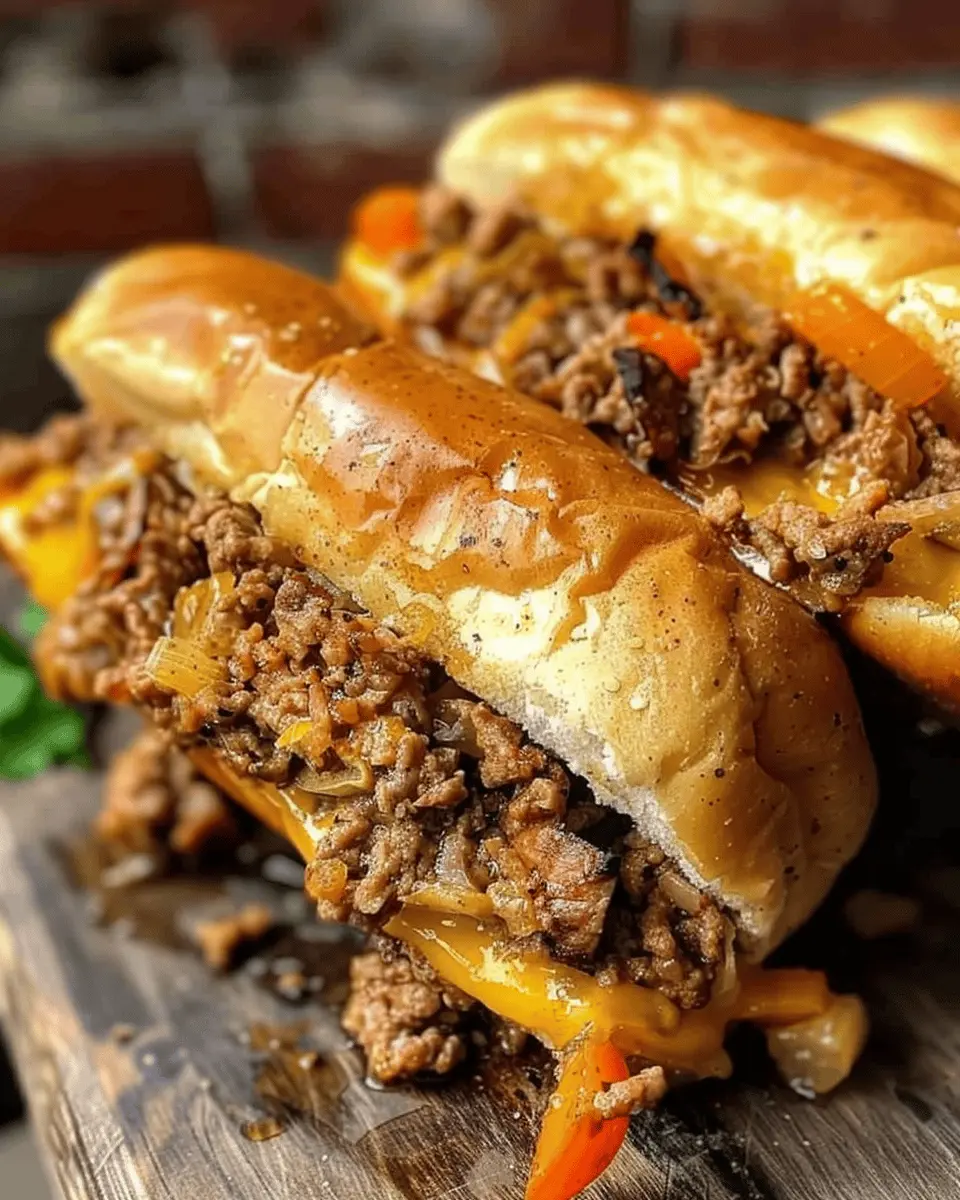 Philly Cheese Steak Sloppy Joes with Turkey Bacon Twist