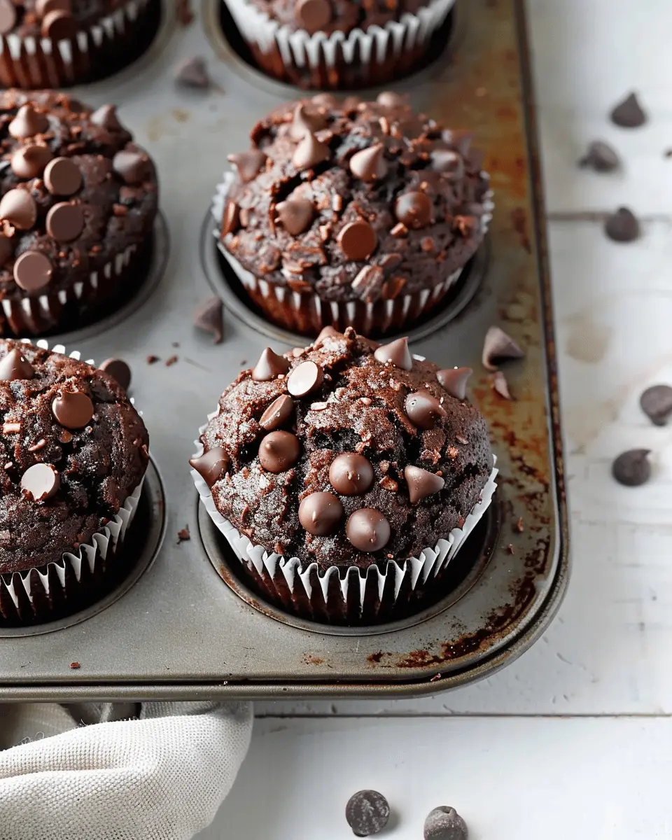 Healthy Double Chocolate Greek Yogurt Muffins