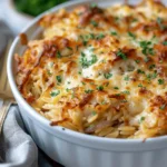 French Onion Chicken Orzo Casserole