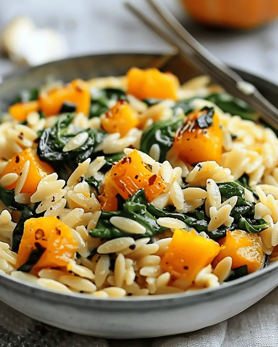 Creamy Orzo with Roasted Butternut Squash and Spinach