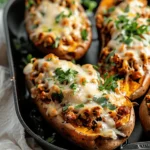 High Protein Ground Turkey Stuffed Sweet Potato