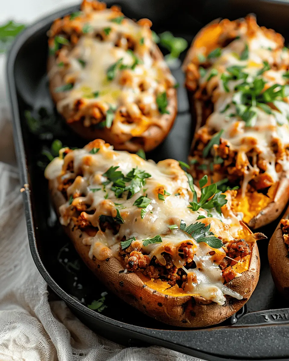 High Protein Ground Turkey Stuffed Sweet Potato Delightfully Easy