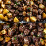 Slow Cooker Garlic Butter Beef Bites with Potatoes