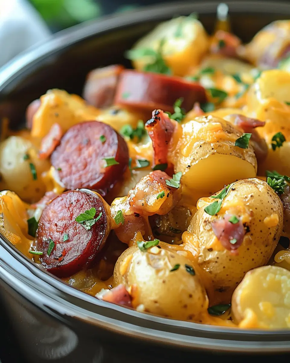 Crockpot Cheesy Potatoes and Kielbasa: Easy Comfort Food Delight