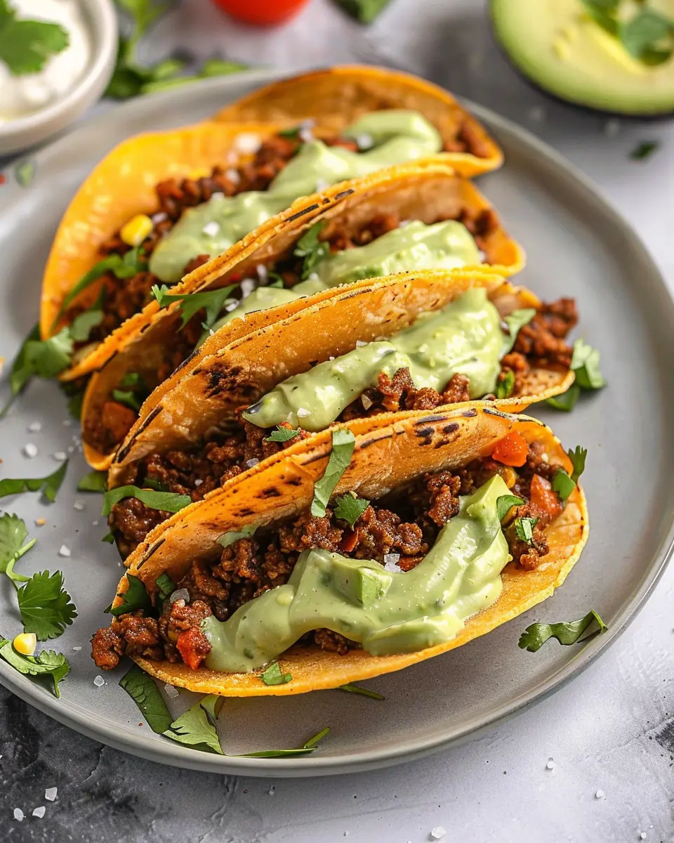 Crispy Baked Ground Turkey Tacos with Avocado Sauce Made Simple