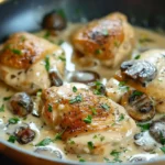Creamy Garlic Mushroom Chicken Thighs Dinner