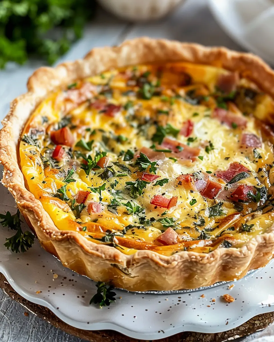 Easy Breakfast Quiche With Turkey Bacon and Chicken Ham Delight