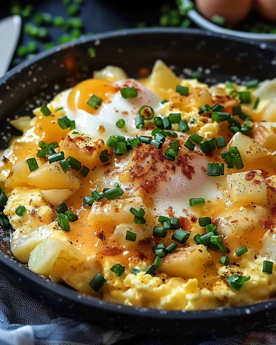 Cheesy Potato Egg Scramble