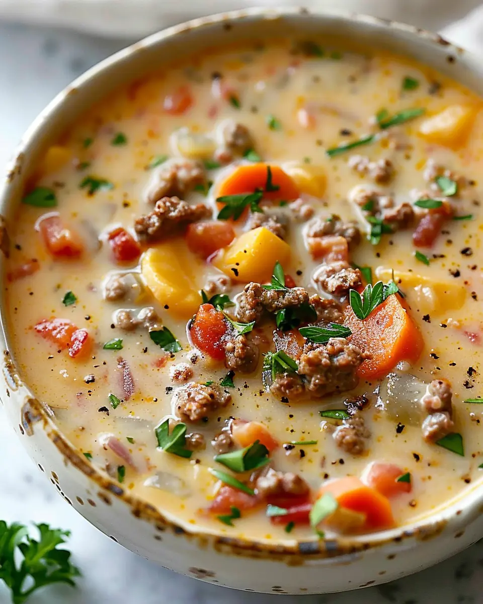 Easy Cheeseburger Soup Recipe: A Cozy Twist with Turkey Bacon