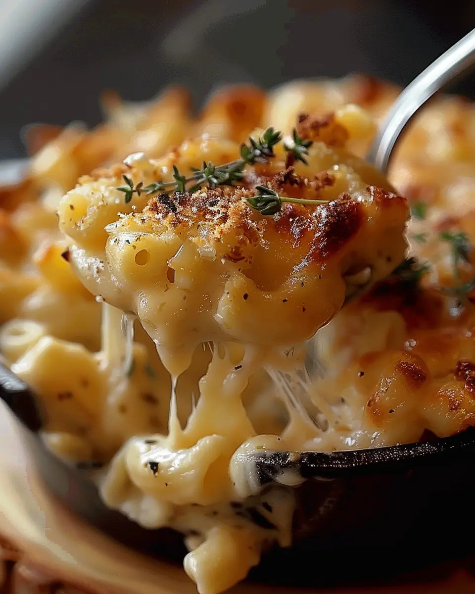 French Onion Soup Mac & Cheese: A Comforting Indulgence with Turkey Bacon and Chicken Ham