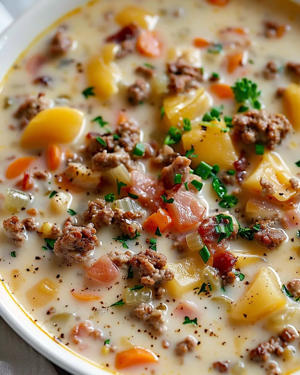 Easy Cheeseburger Soup: A Cozy, Indulgent Twist with Turkey Bacon