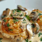 Creamy Garlic Mushroom Chicken Thighs Dinner