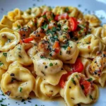 Cowboy Butter Garlic Chicken Tortellini with Fire-Roasted Red Peppers